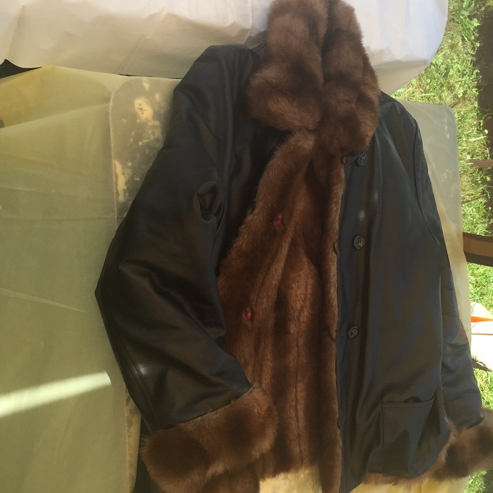 Jacket leather faux fur reversible